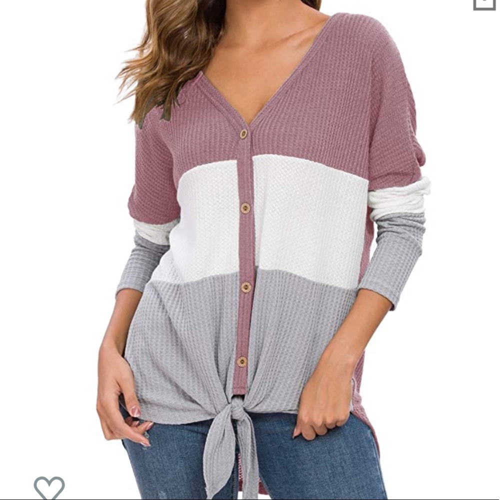 Front tie waffle knit shirt